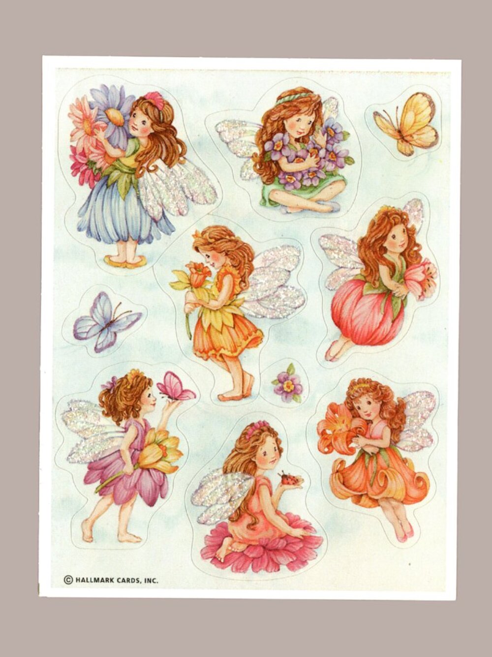 Hallmark Glitter Fairy Pixie Sticker Sheet Vintage 90s Craft & Collecting
